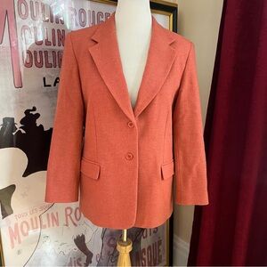 Pendleton Women's Burnt Orange Double Button Collared Wool Blazer size 16